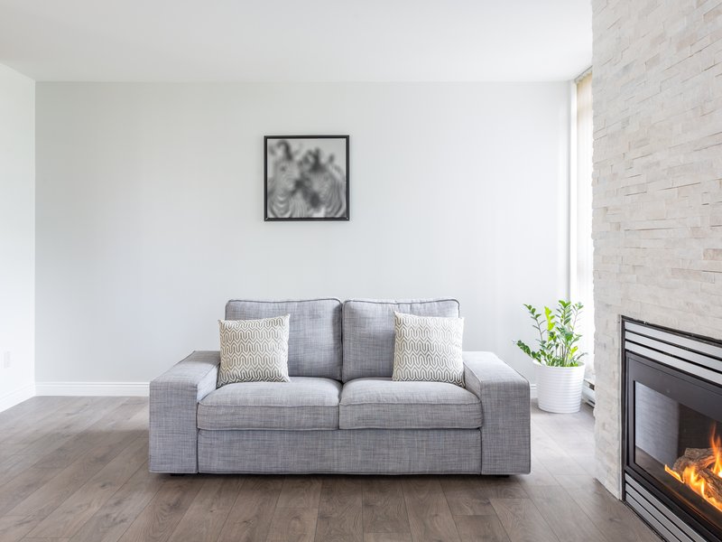 Grey sofa in living room