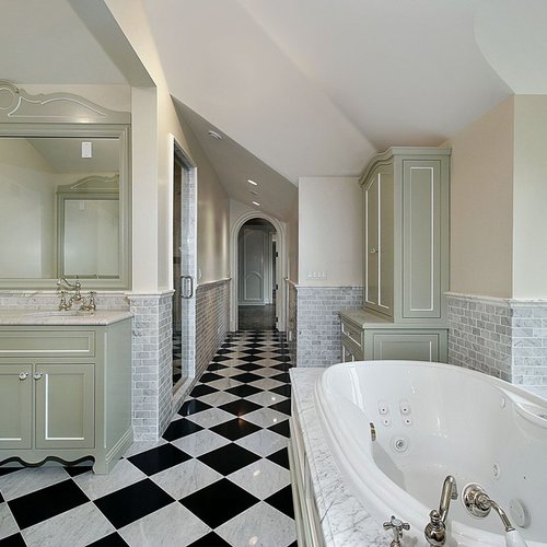 White bathroom natural stone floor
